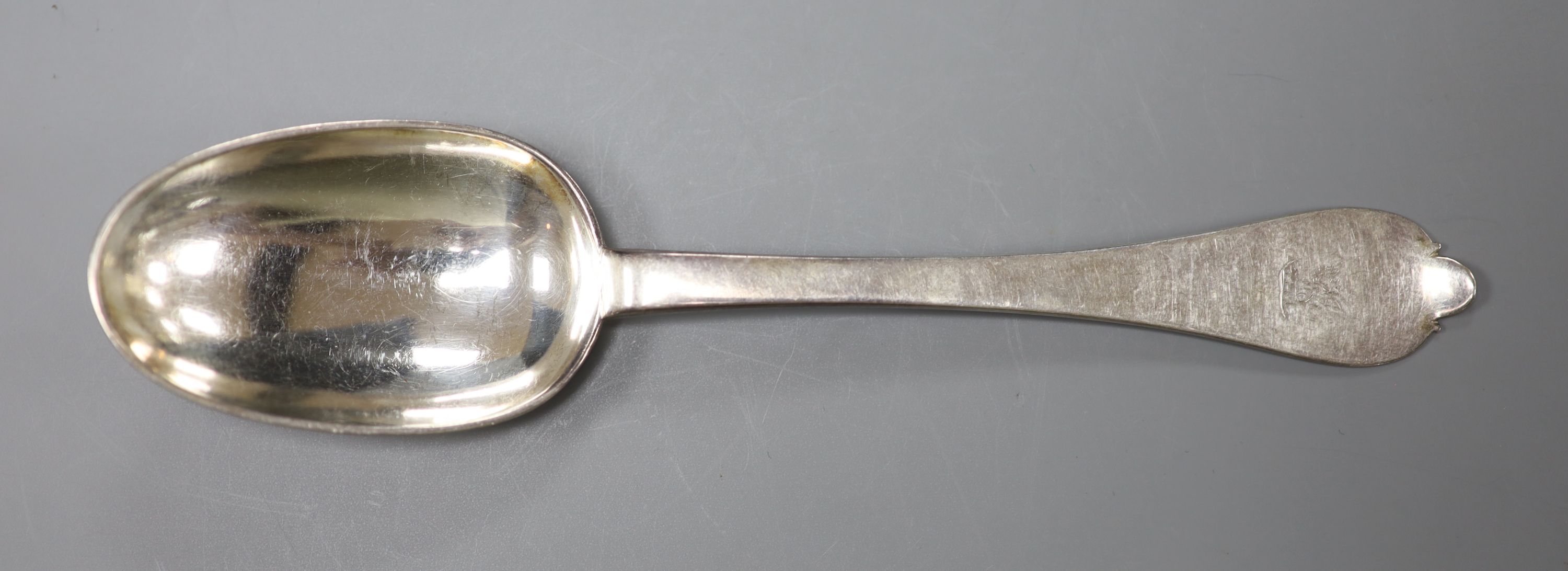 A Queen Anne Brittania standard silver trefid spoon, Lawrence Jones, London, circa 1705